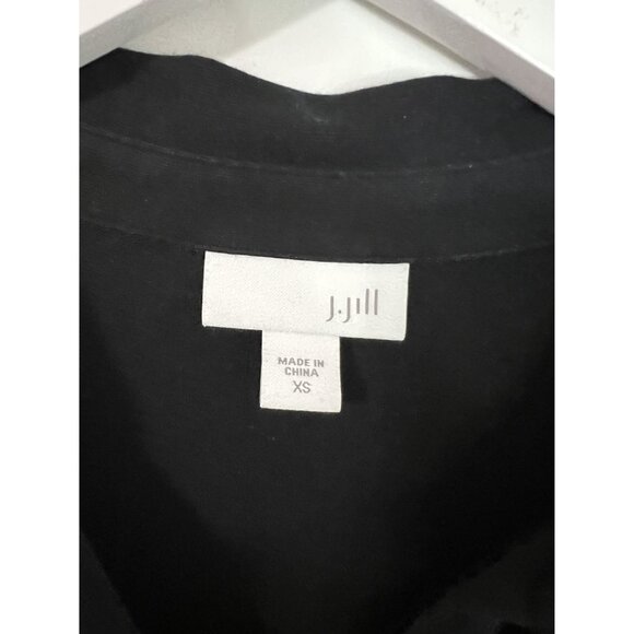 J. Jill Black Knit Shirt Collared Elastic Waist Front Button Dress Size XS - Picture 5 of 9